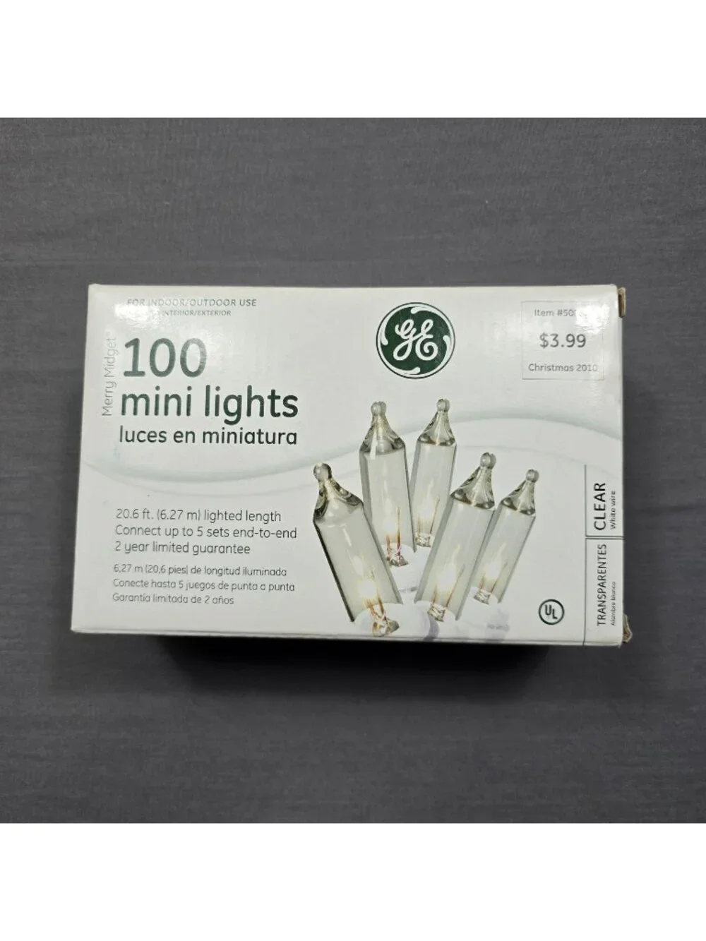 NEW GE 100 Mini Lights Merry Midget Christmas 2010 Clear Indoor/Outdoor